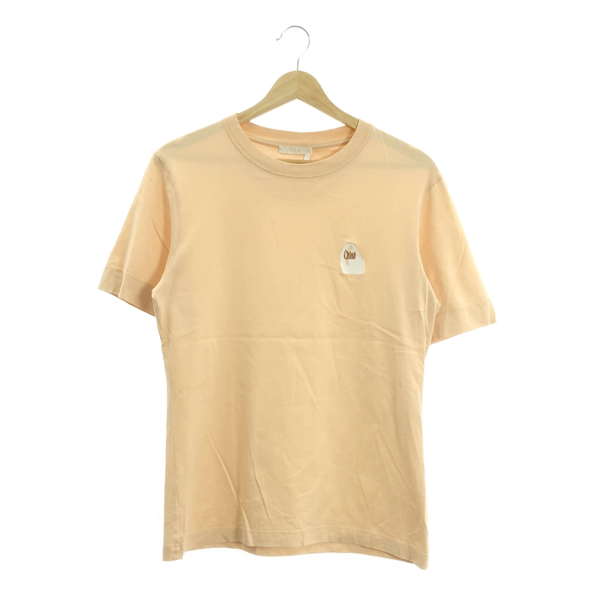 Chloe / クロエ | ワンポイント刺しゅう コットン Tシャツ | XS | ベージュ | レディース