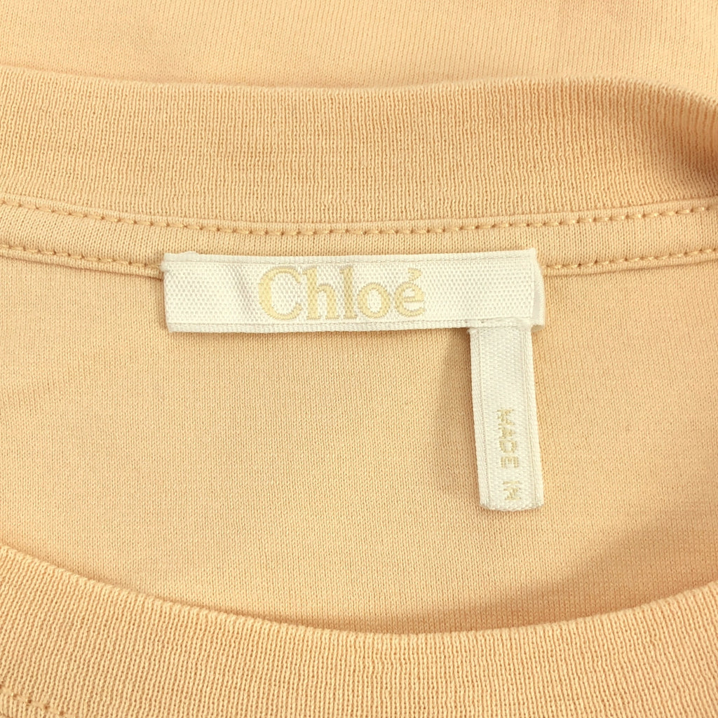 Chloe / クロエ | ワンポイント刺しゅう コットン Tシャツ | XS | ベージュ | レディース