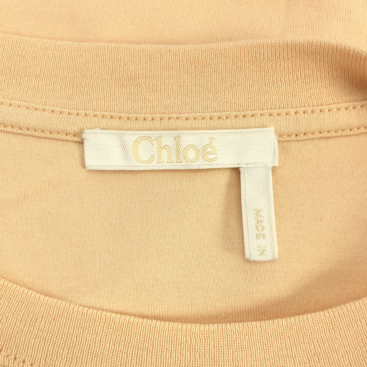 Chloe / クロエ | ワンポイント刺しゅう コットン Tシャツ | XS | ベージュ | レディース