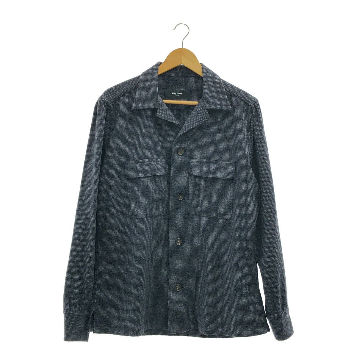 戒指外套 | 100% 羊絨雙口袋襯衫外套 | L 碼 | 男士