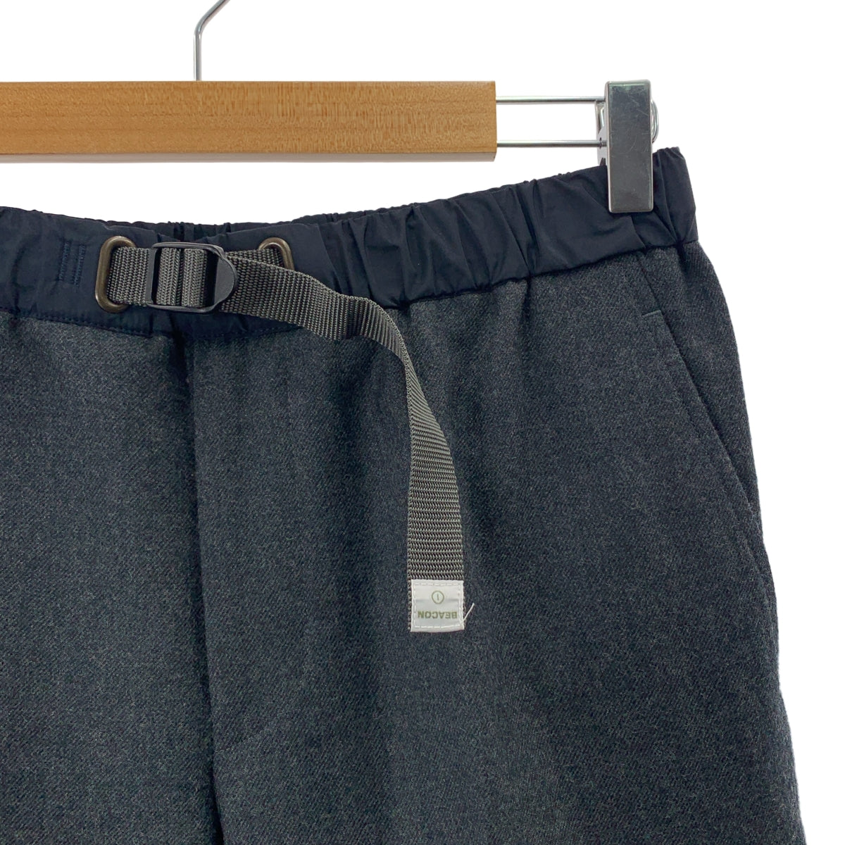 kolor BEACON / 컬러 비콘 | 울 플란넬 셔링 테이퍼드 팬츠 | S | 그레이 | 남성