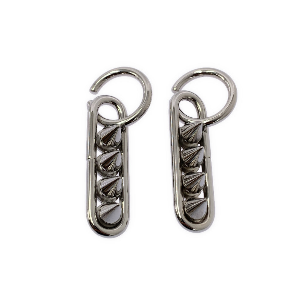 【美品】  JUNYA WATANABE COMME des GARCONS / ジュンヤワタナベ | スタッズ フープ イヤリング | シルバー | レディース