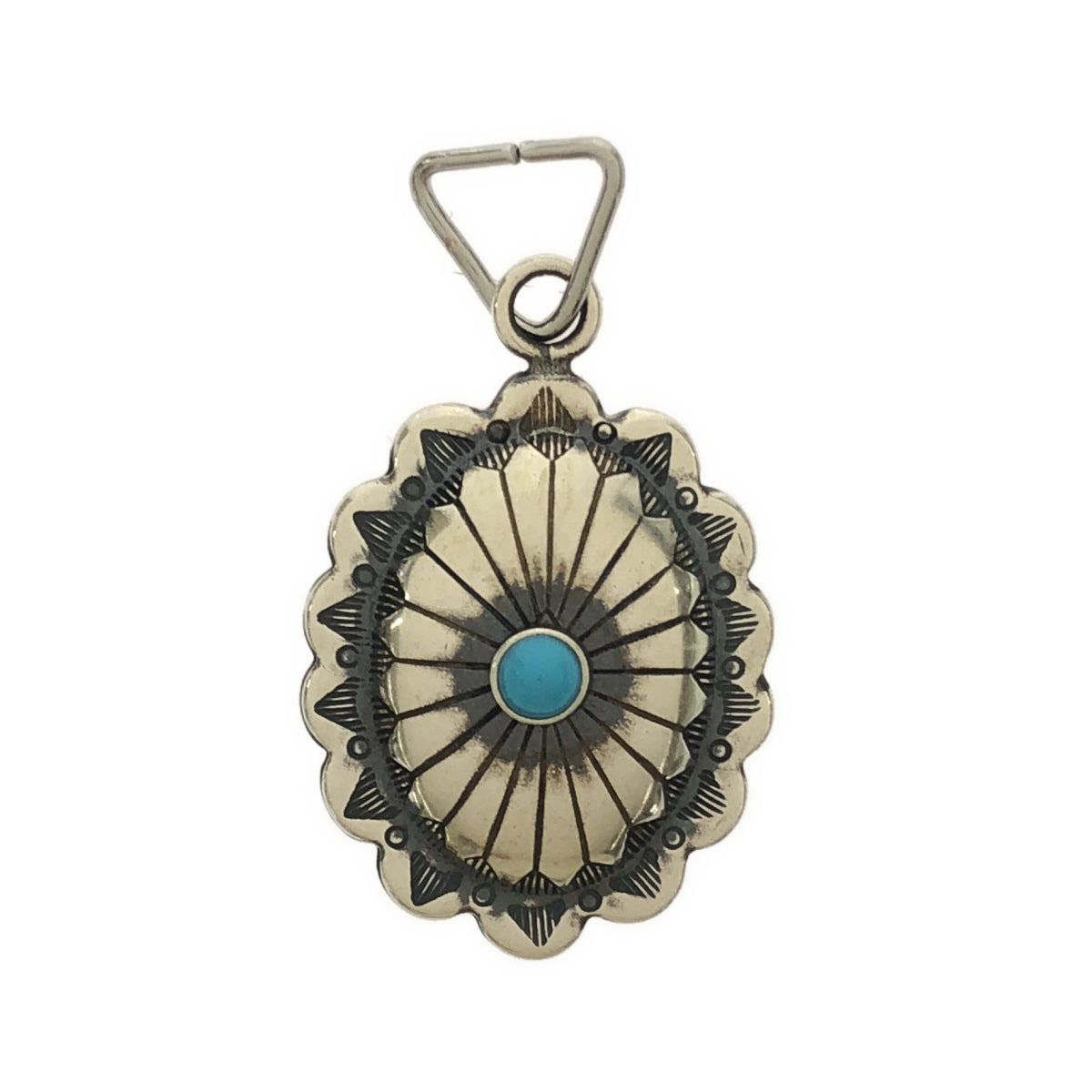 VINTAGE / Vintage clothing | Estimated 40s sterling silver turquoise concho pendant | Silver