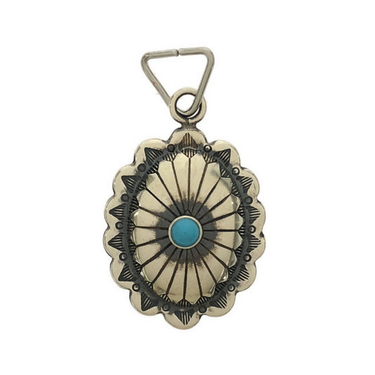 VINTAGE / Vintage clothing | Estimated 40s sterling silver turquoise concho pendant | Silver