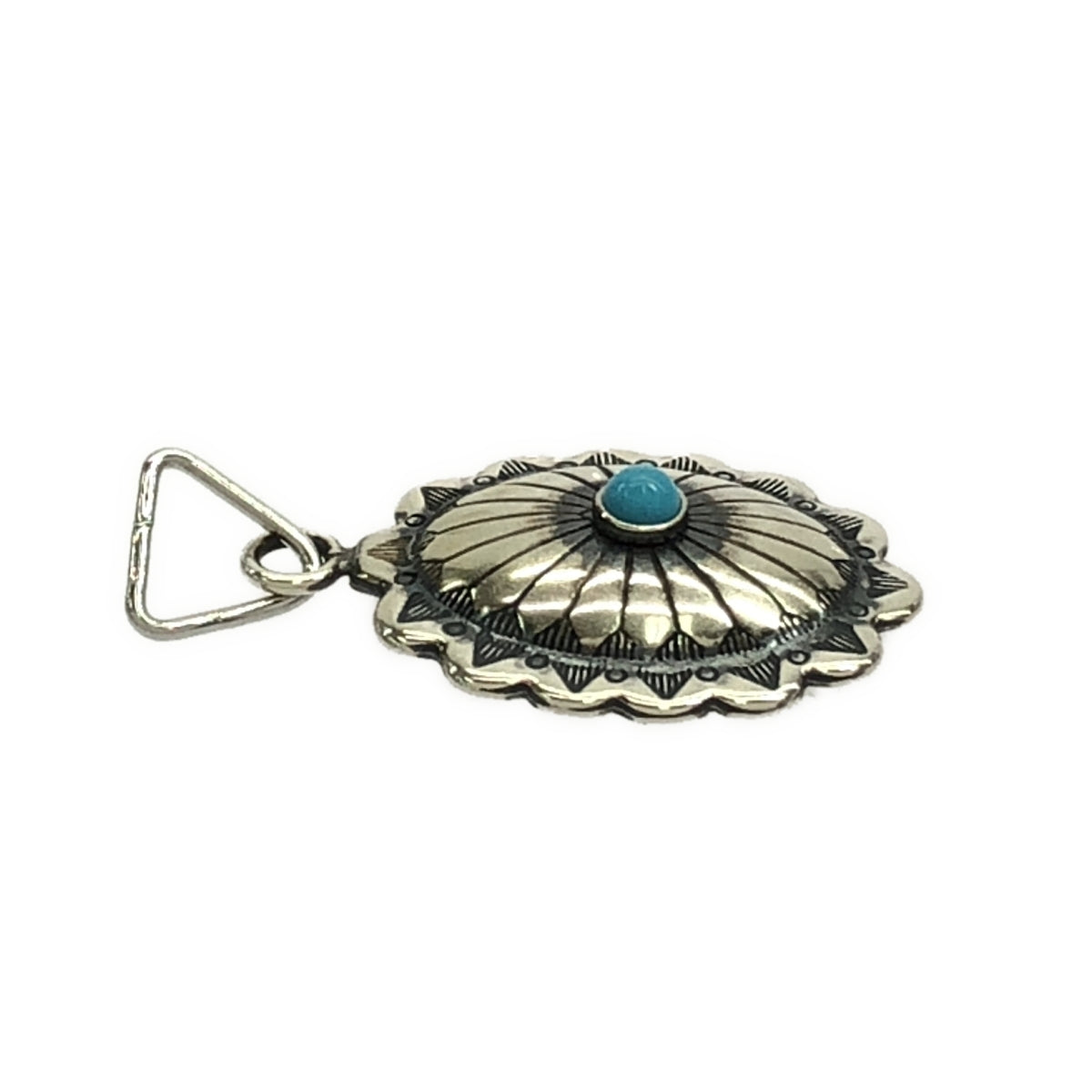 VINTAGE / Vintage clothing | Estimated 40s sterling silver turquoise concho pendant | Silver