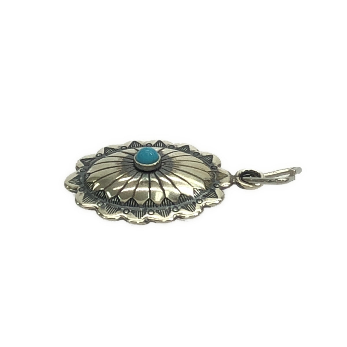 VINTAGE / Vintage clothing | Estimated 40s sterling silver turquoise concho pendant | Silver