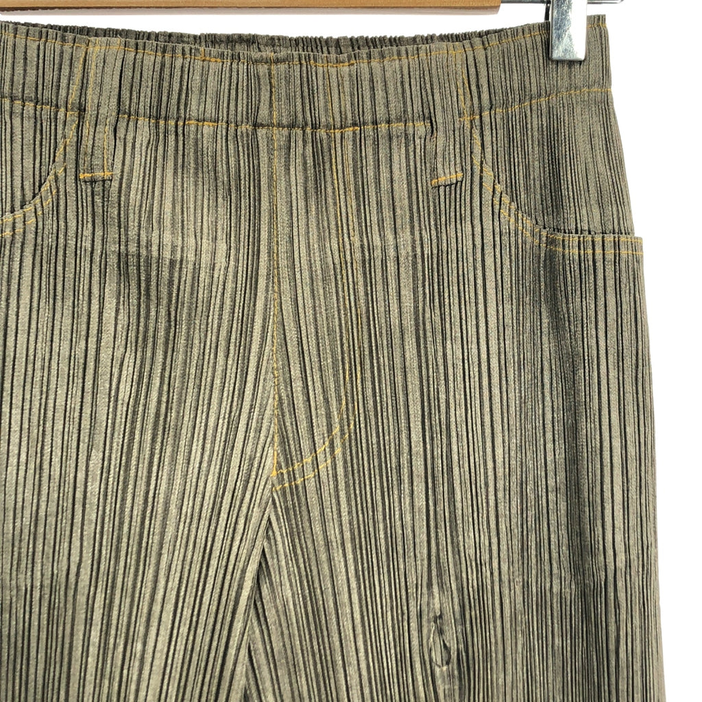PLEATS PLEASE ISSEY MIYAKE / プリーツプリーズイッセイミヤケ | ステッチワーク イージー パンツ | 4 | カーキ | レディース