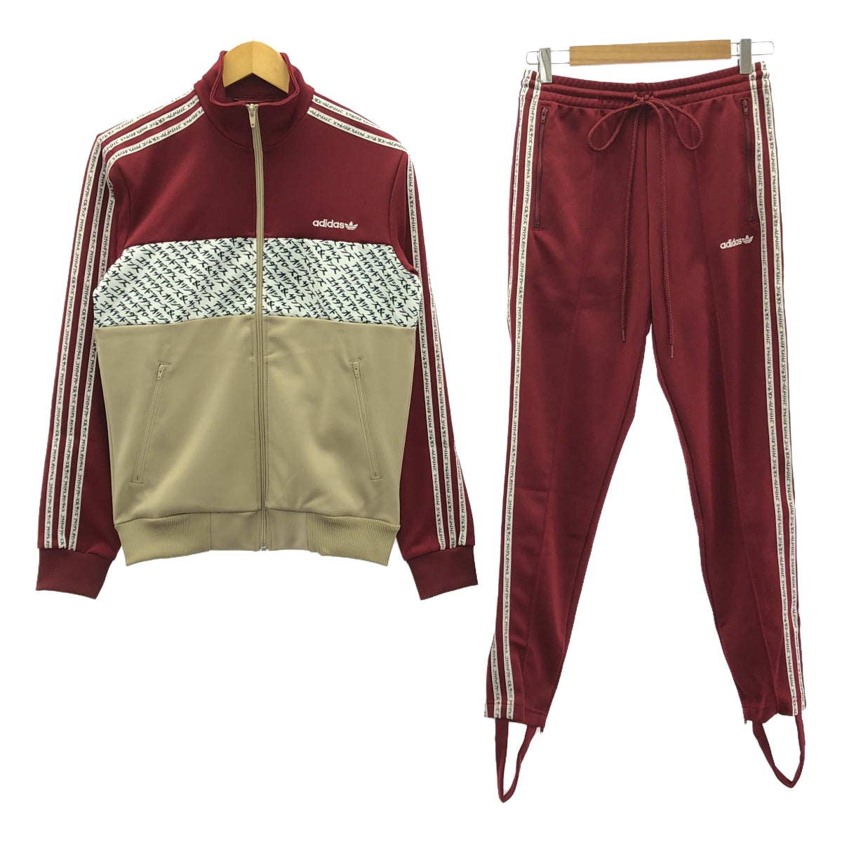 聯合箭父子 / 聯合箭父子 | × ADIDAS 運動服 UA Set-up 運動夾克 運動褲 | S |勃艮第紅/米色|男士