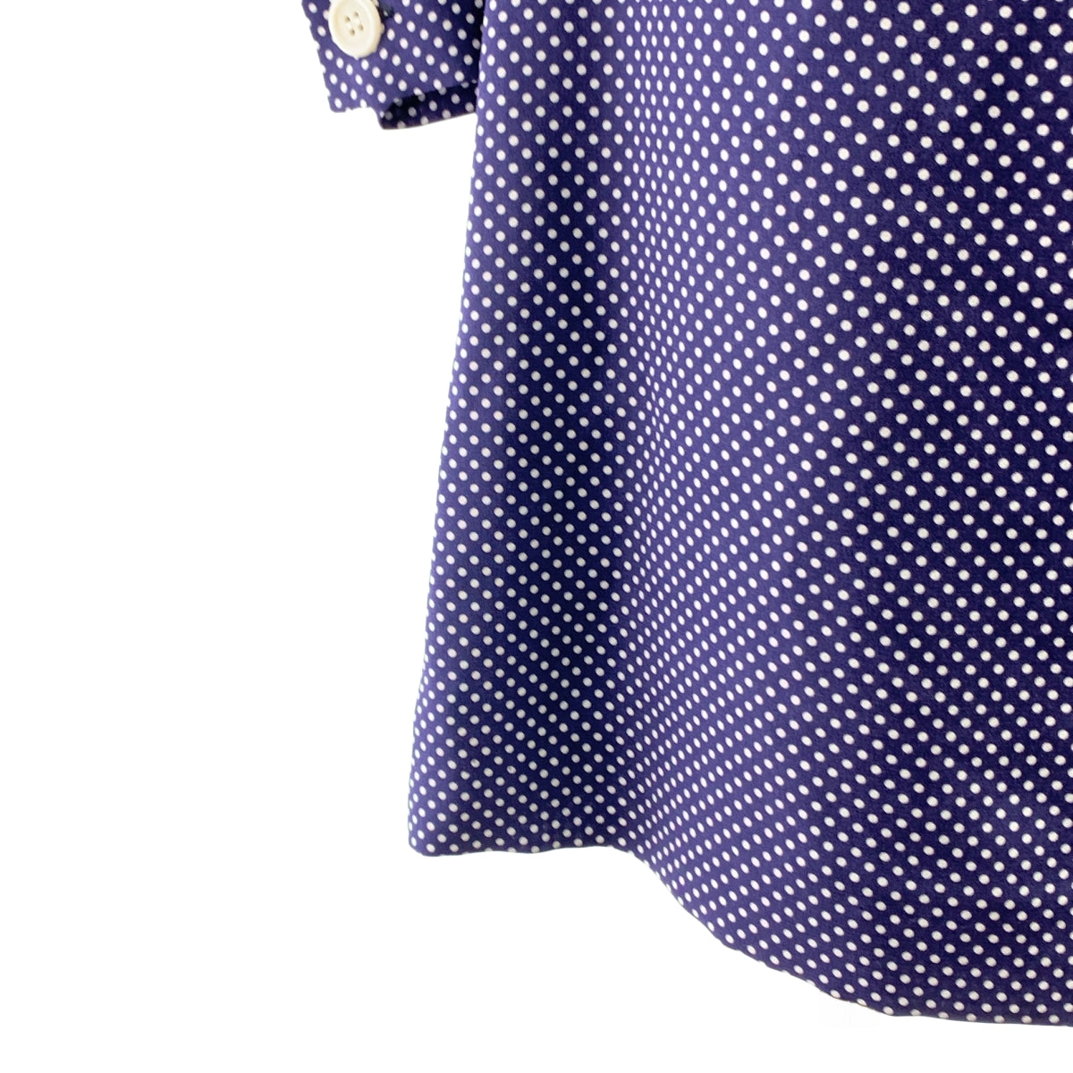 [狀況極佳] Miu Miu | 真絲拼接波點圍巾領褶襯衫裙 | 40碼 | 海軍藍/白色 | 女款