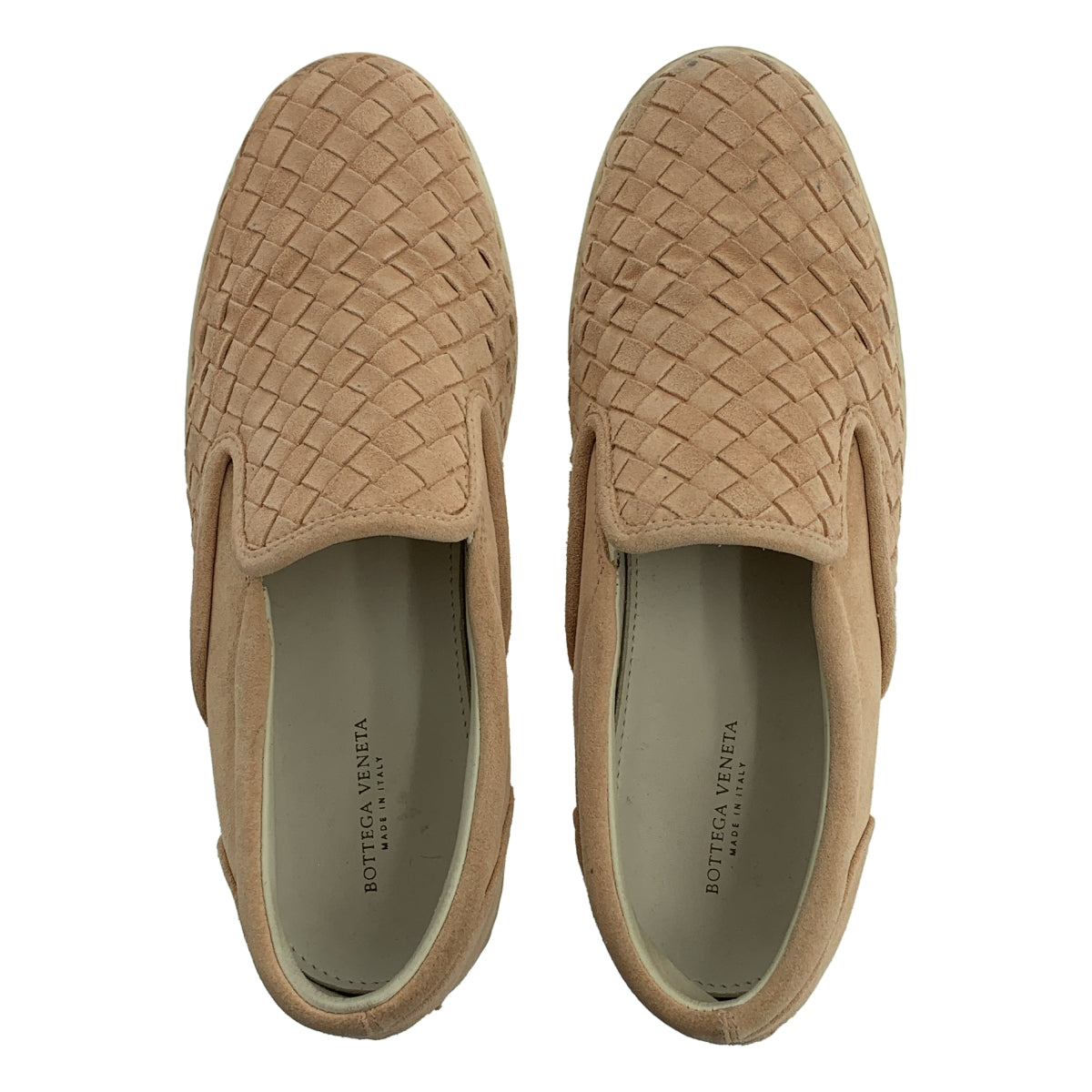 BOTTEGA VENETA / ボッテガヴェネタ | レザー スエード イントレチャート スニーカー | 37 1/2 | ピンクベージュ系 | レディース