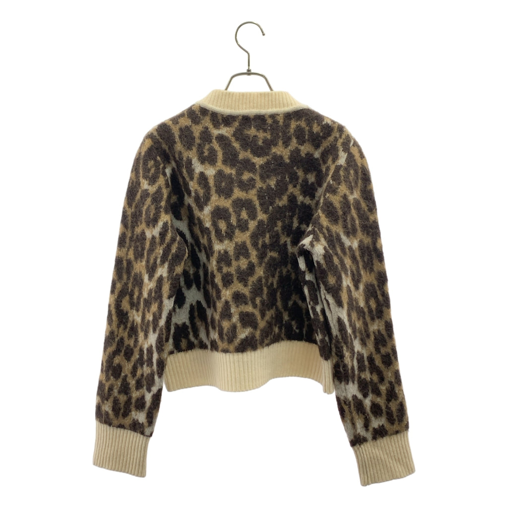 Ganni / 가니 | 2022AW | Leopard Jacquard O-neck / 울 총무늬 레오파드 자가드 로고 니트 스웨터 | F | 여성