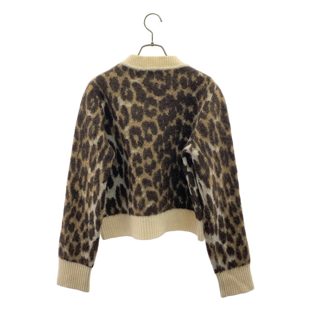 Ganni / 가니 | 2022AW | Leopard Jacquard O-neck / 울 총무늬 레오파드 자가드 로고 니트 스웨터 | F | 여성