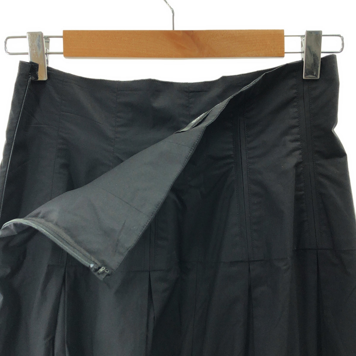 【美品】  ROCHAS / ロシャス | Poplin wide leg pants / サイドジップ ワイドスラックス パンツ | 40 | ブラック | レディース