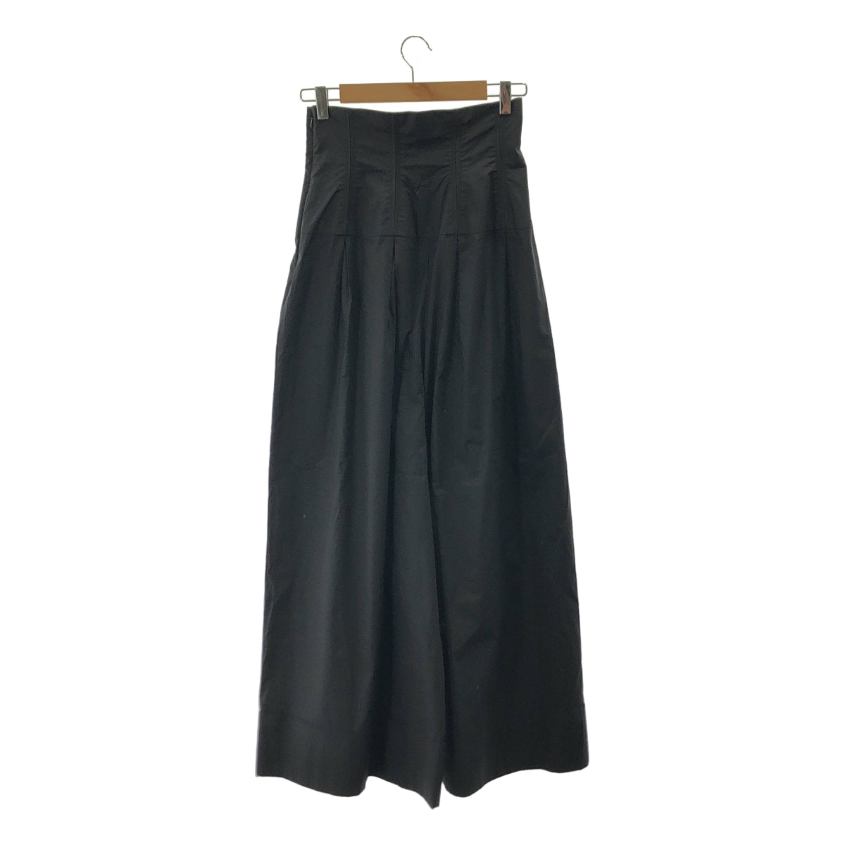 【美品】  ROCHAS / ロシャス | Poplin wide leg pants / サイドジップ ワイドスラックス パンツ | 40 | ブラック | レディース