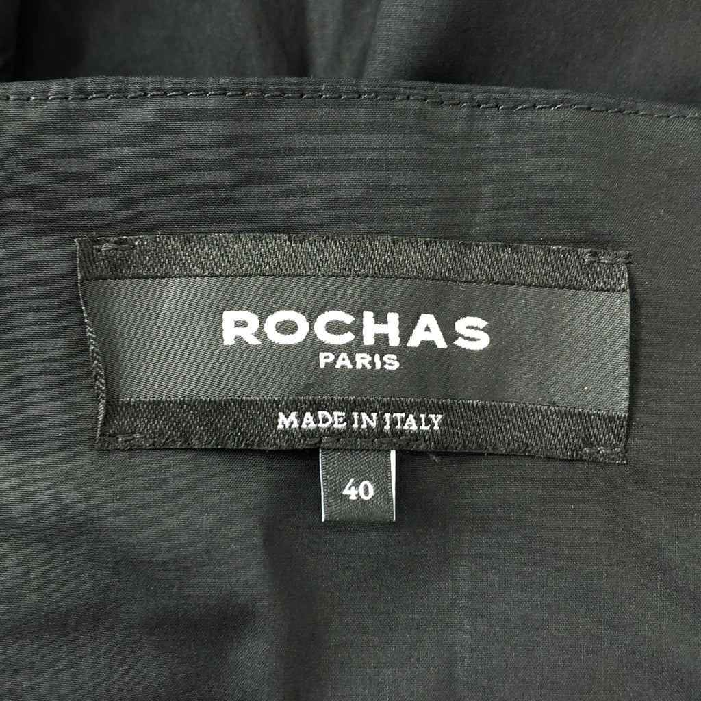 【美品】  ROCHAS / ロシャス | Poplin wide leg pants / サイドジップ ワイドスラックス パンツ | 40 | ブラック | レディース