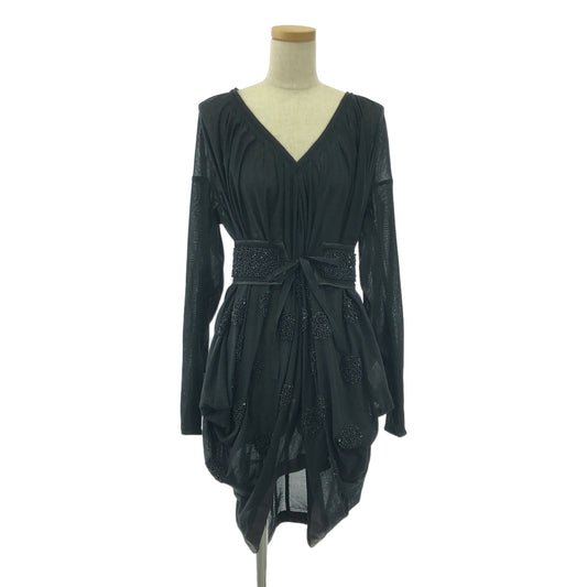 MIHARA YASUHIRO / MIHARA YASUHIRO | Deformed 3D Beaded Belted Sheer Dress One Piece | S | Women's