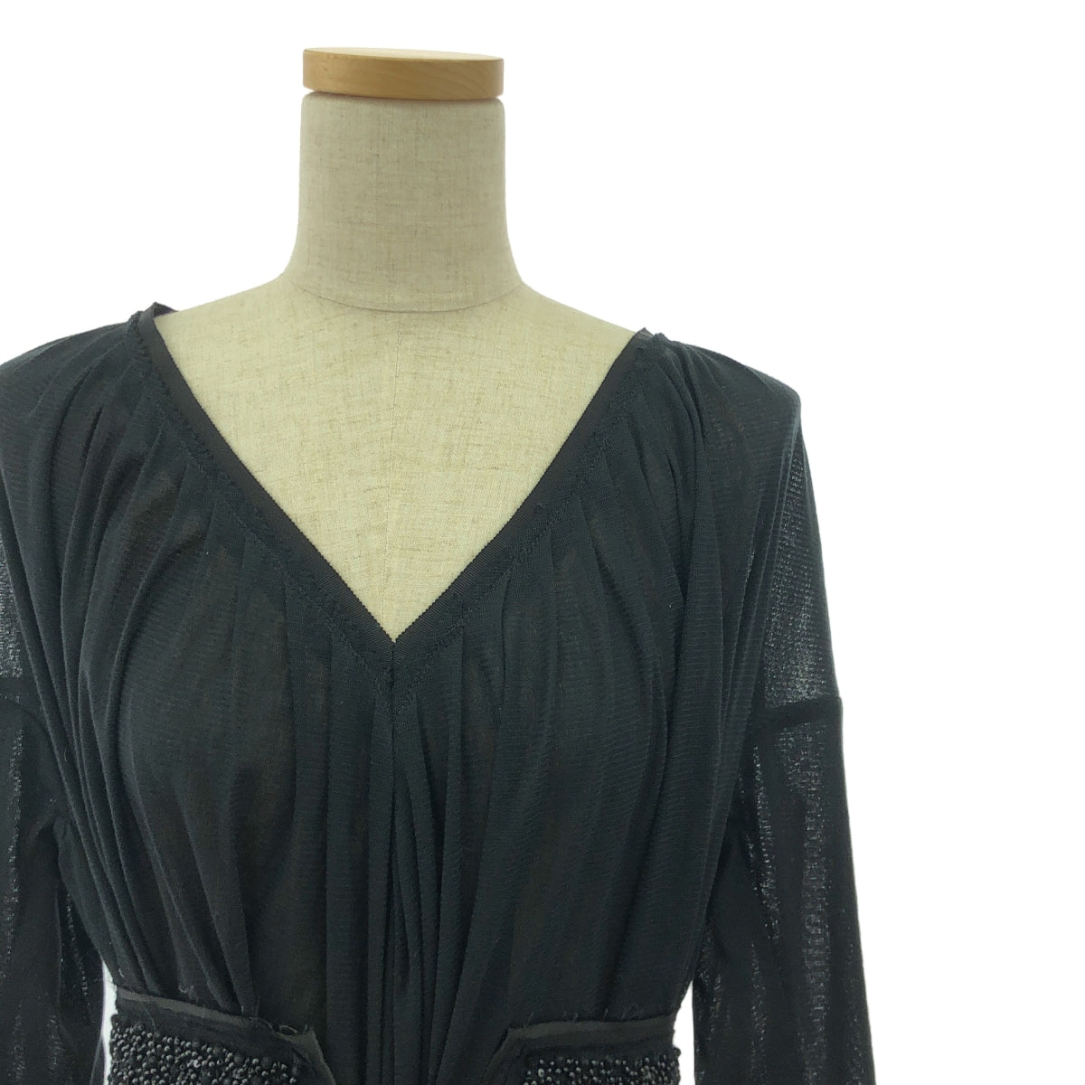 MIHARA YASUHIRO / 미하라야스 히로 | 변형 입체 비쥬 장식 벨티드 시아 드레스 원피스 | S | 블랙 | 여성