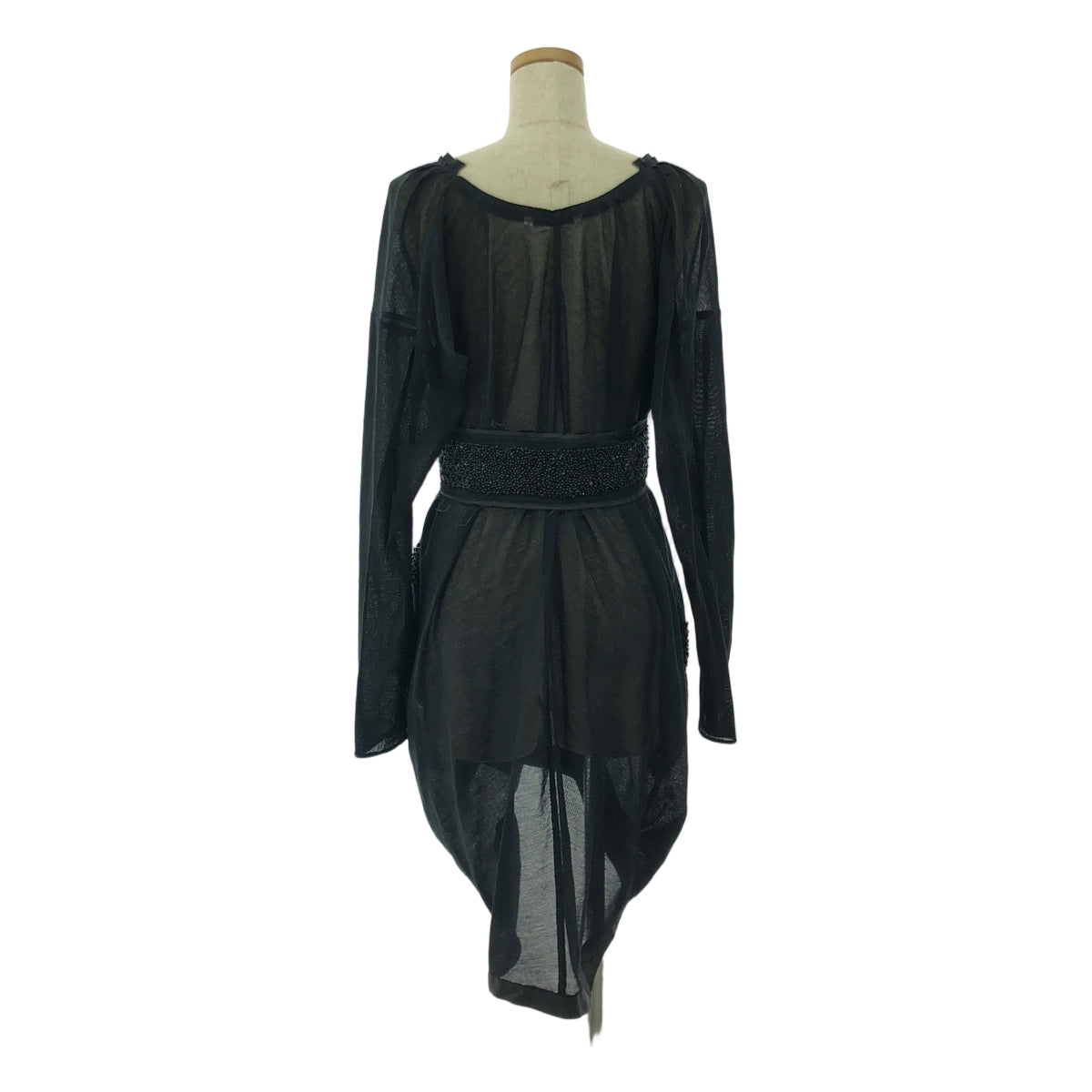 MIHARA YASUHIRO / 미하라야스 히로 | 변형 입체 비쥬 장식 벨티드 시아 드레스 원피스 | S | 블랙 | 여성