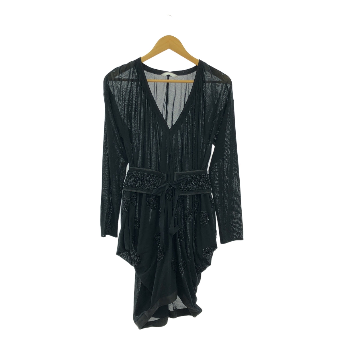 MIHARA YASUHIRO / 미하라야스 히로 | 변형 입체 비쥬 장식 벨티드 시아 드레스 원피스 | S | 블랙 | 여성