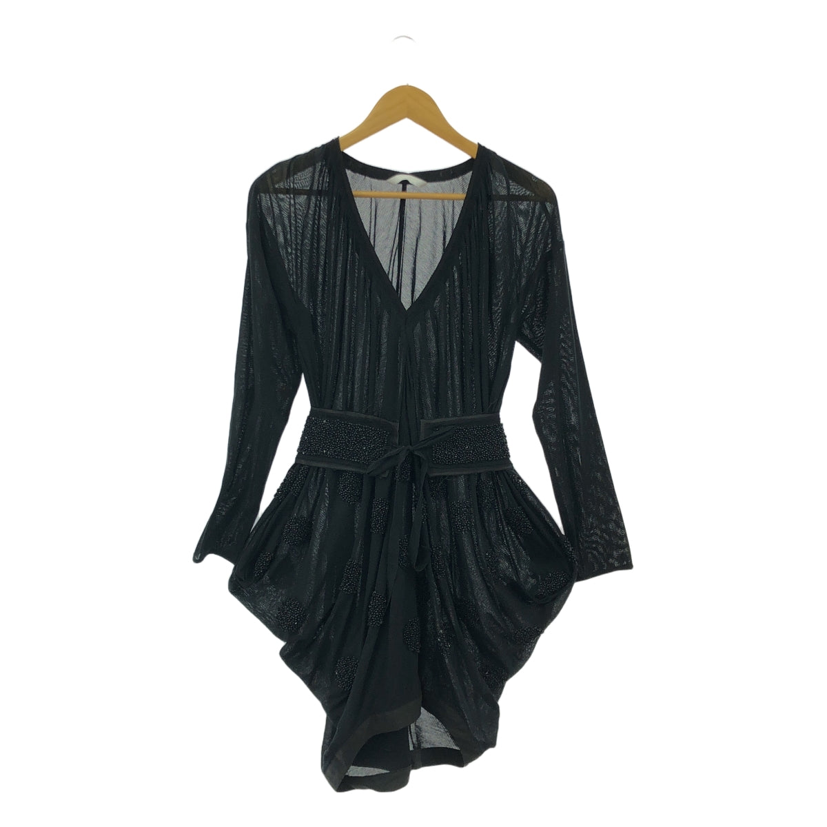 MIHARA YASUHIRO / 미하라야스 히로 | 변형 입체 비쥬 장식 벨티드 시아 드레스 원피스 | S | 블랙 | 여성