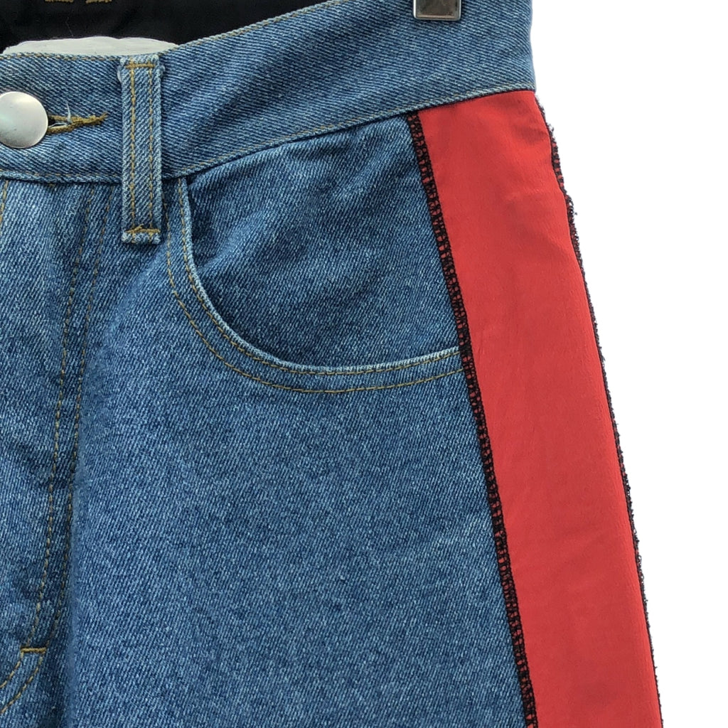 KOCHE / 코쉐 | Side Band Denim 사이드 라인 데님 팬츠 | XS | 인디고 / 레드 |