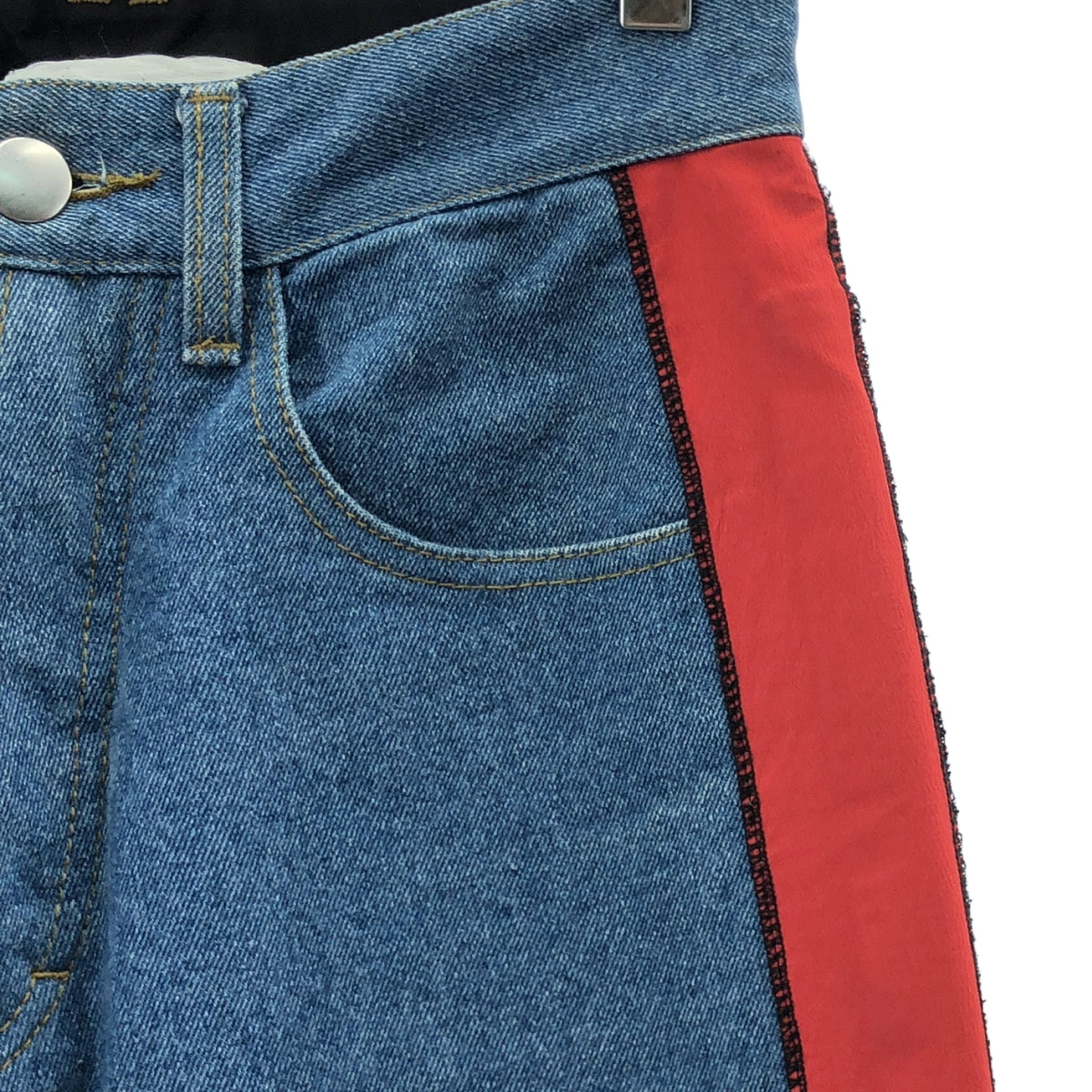 KOCHE / コシェ | Side Band Denim サイドライン デニムパンツ | XS | インディゴ / レッド | レディース