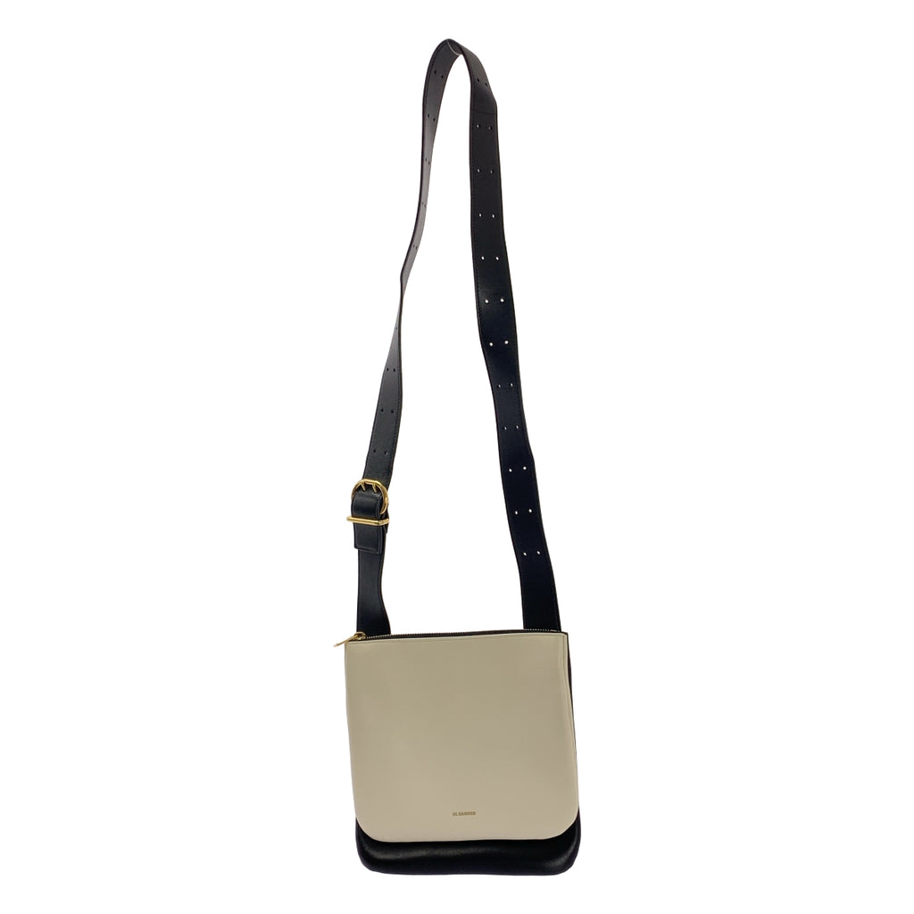 JIL SANDER / ジルサンダー | OMBRA 2トーン レザー ショルダーバッグ | ホワイト/ブラック | レディース