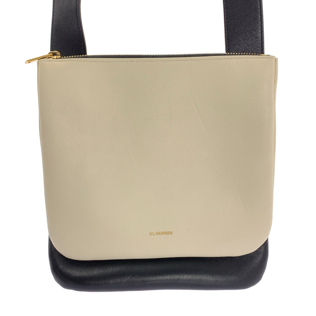JIL SANDER / ジルサンダー | OMBRA 2トーン レザー ショルダーバッグ | ホワイト/ブラック | レディース