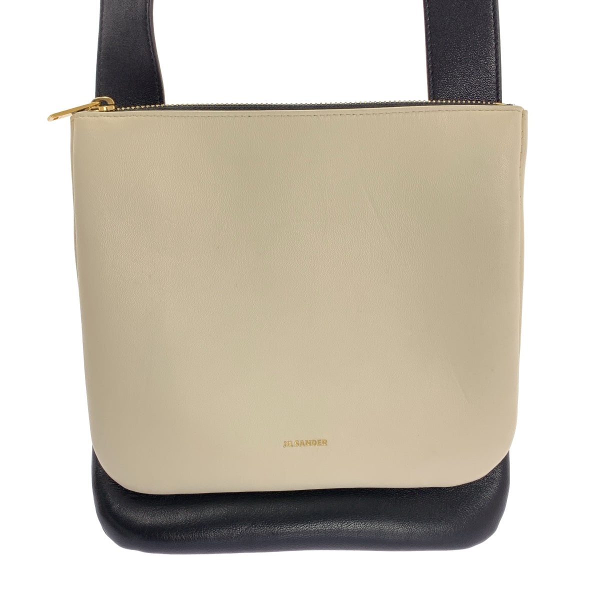 JIL SANDER / 질 썬더 | OMBRA 2 톤 가죽 숄더백 | 화이트 / 블랙 | 여성