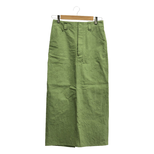 [New] AURALEE | 2024SS | WASHED HARD TWIST CANVAS SKIRT Back slit canvas long skirt | 0 | Green | Women's