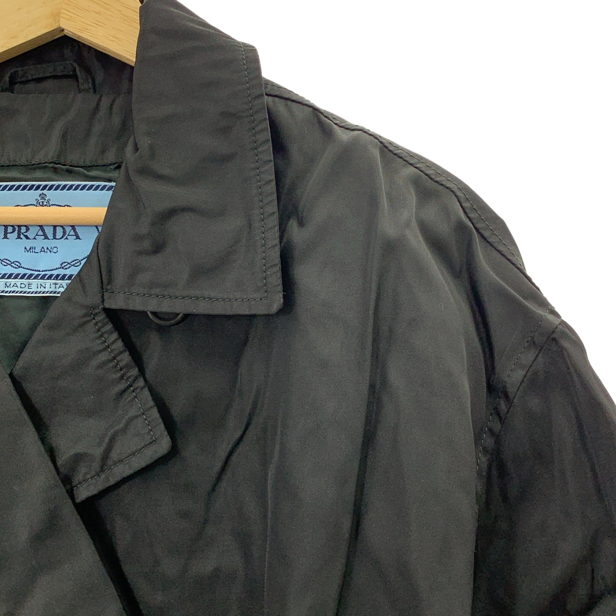 PRADA / 프라다 | 나일론 더블 브레스트 코트 | 블랙 | 여성