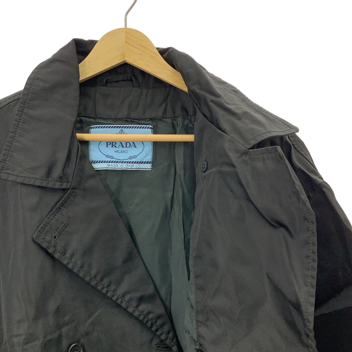 PRADA / 프라다 | 나일론 더블 브레스트 코트 | 블랙 | 여성