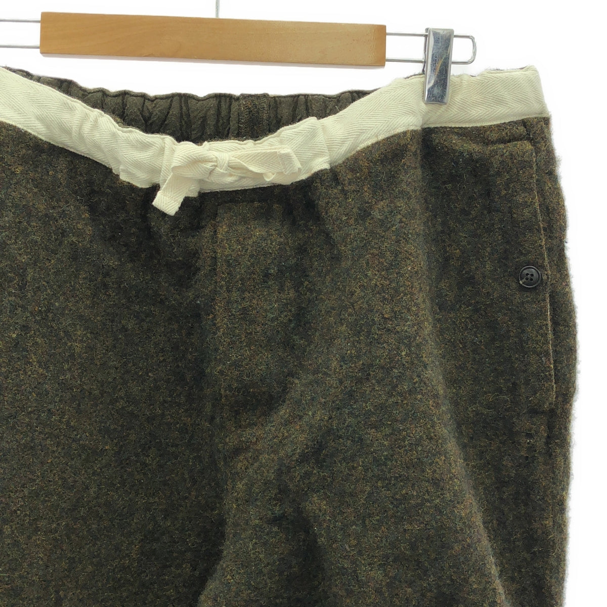 BEAMS PLUS / ビームスプラス | ウール コットン ドローストリング ジム ワイド パンツ | L | オリーブ | メンズ