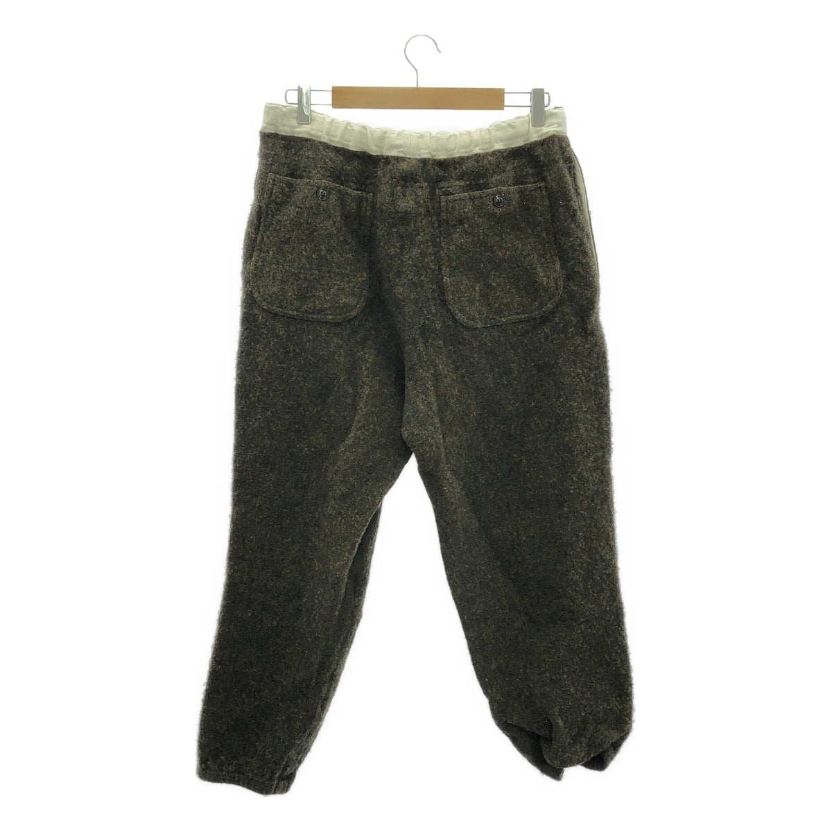 BEAMS PLUS / ビームスプラス | ウール コットン ドローストリング ジム ワイド パンツ | L | オリーブ | メンズ