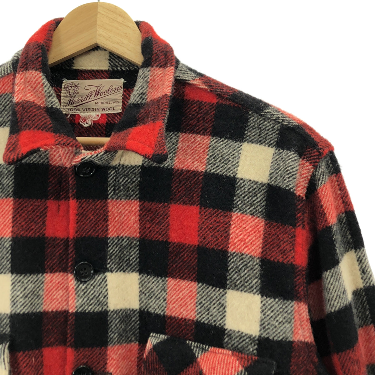 VINTAGE / ヴィンテージ古着 | 1950s | MERRIL WOOLEN MILLS メリル ウーレンミルズ / ウール チェック シャツ | レッド/ブラック/ホワイト | メンズ