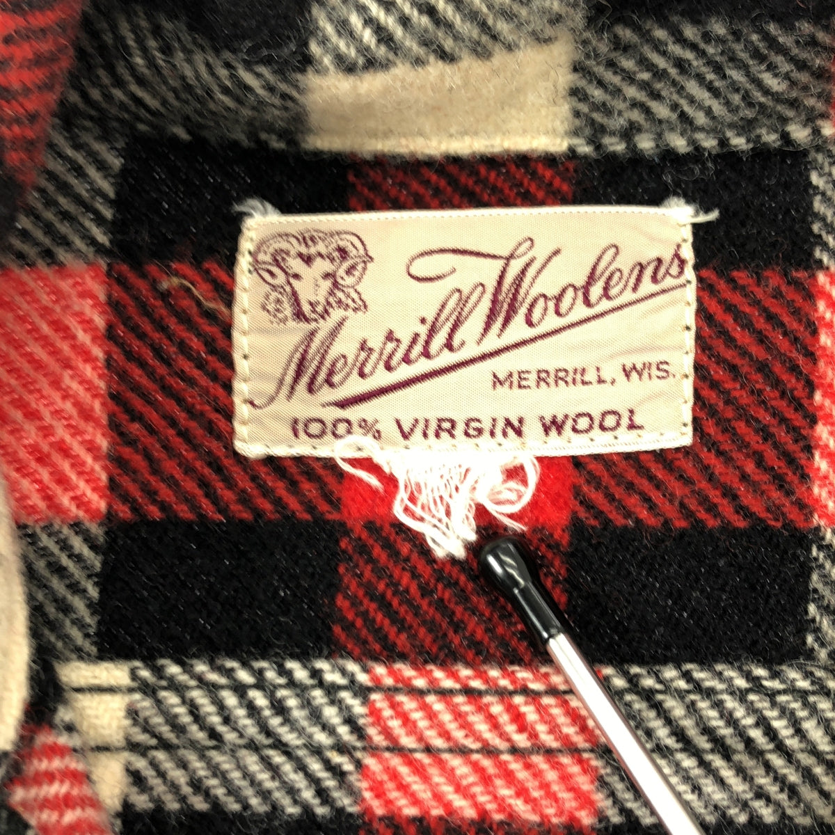VINTAGE / ヴィンテージ古着 | 1950s | MERRIL WOOLEN MILLS メリル ウーレンミルズ / ウール チェック シャツ | レッド/ブラック/ホワイト | メンズ