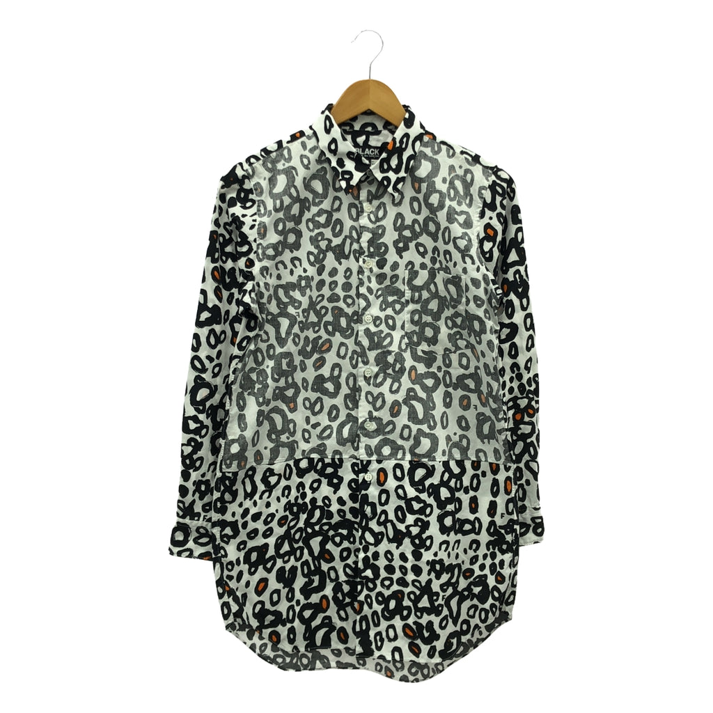 BLACK COMME des GARCONS / ブラックコムデギャルソン | 2021SS | 総柄 デザイン ブラウス シャツ | S | ホワイト/ブラック/オレンジ | レディース