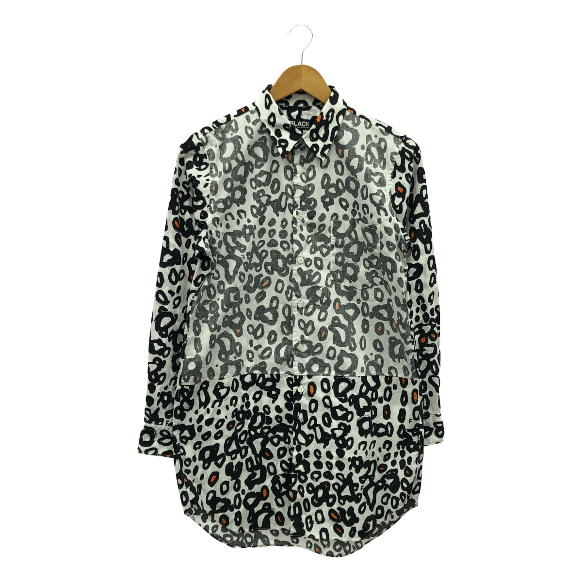 BLACK COMME des GARCONS / ブラックコムデギャルソン | 2021SS | 総柄 デザイン ブラウス シャツ | S | ホワイト/ブラック/オレンジ | レディース