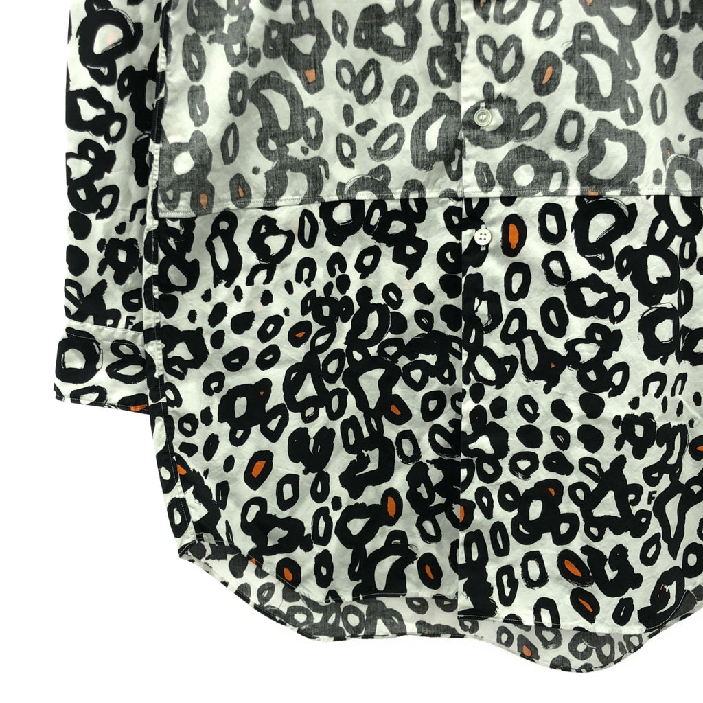 BLACK COMME des GARCONS / ブラックコムデギャルソン | 2021SS | 総柄 デザイン ブラウス シャツ | S | ホワイト/ブラック/オレンジ | レディース