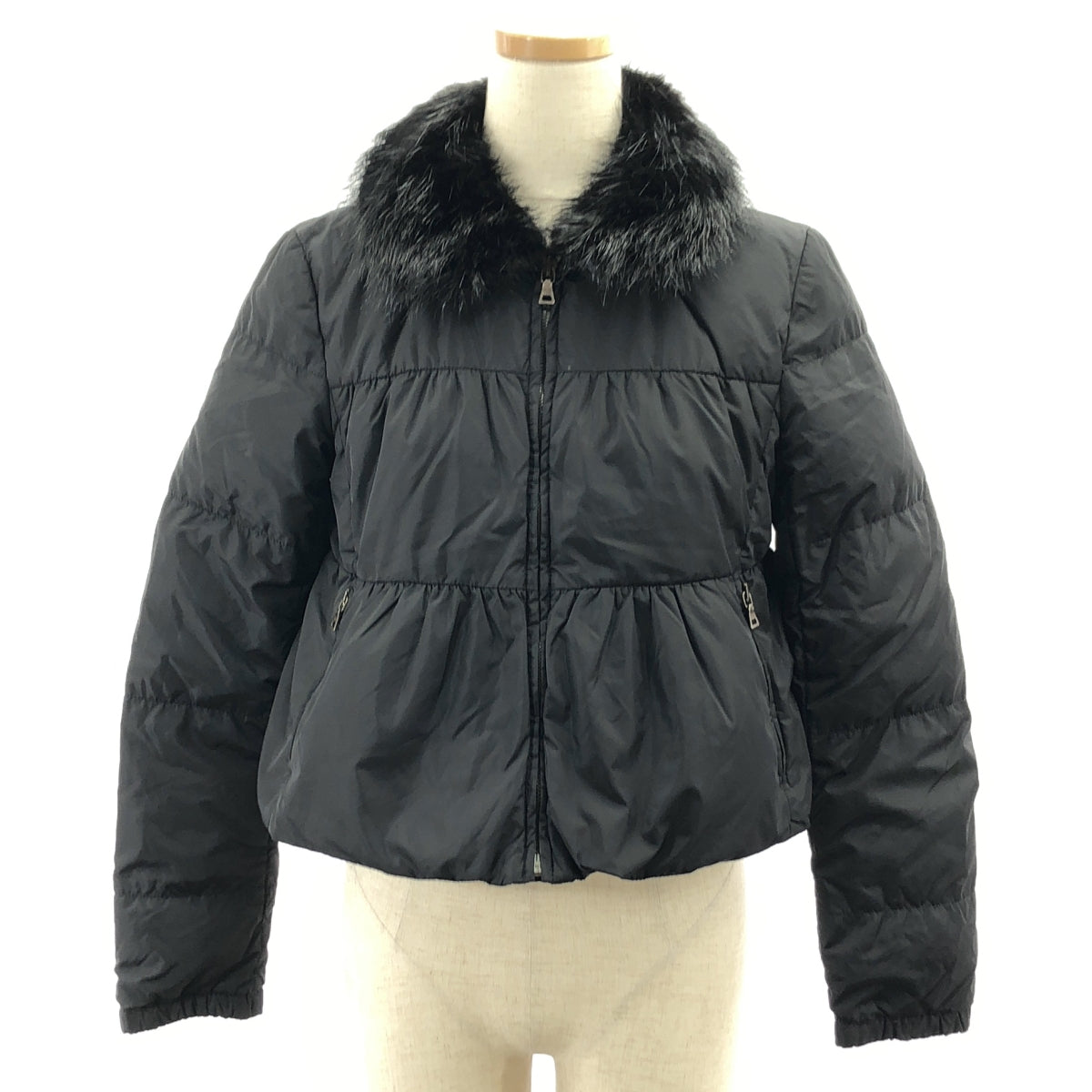 PRADA SPORT / 프라다 스포츠 | 모피 풀 Zip 다운 재킷 | 38 | 블랙 | 여성