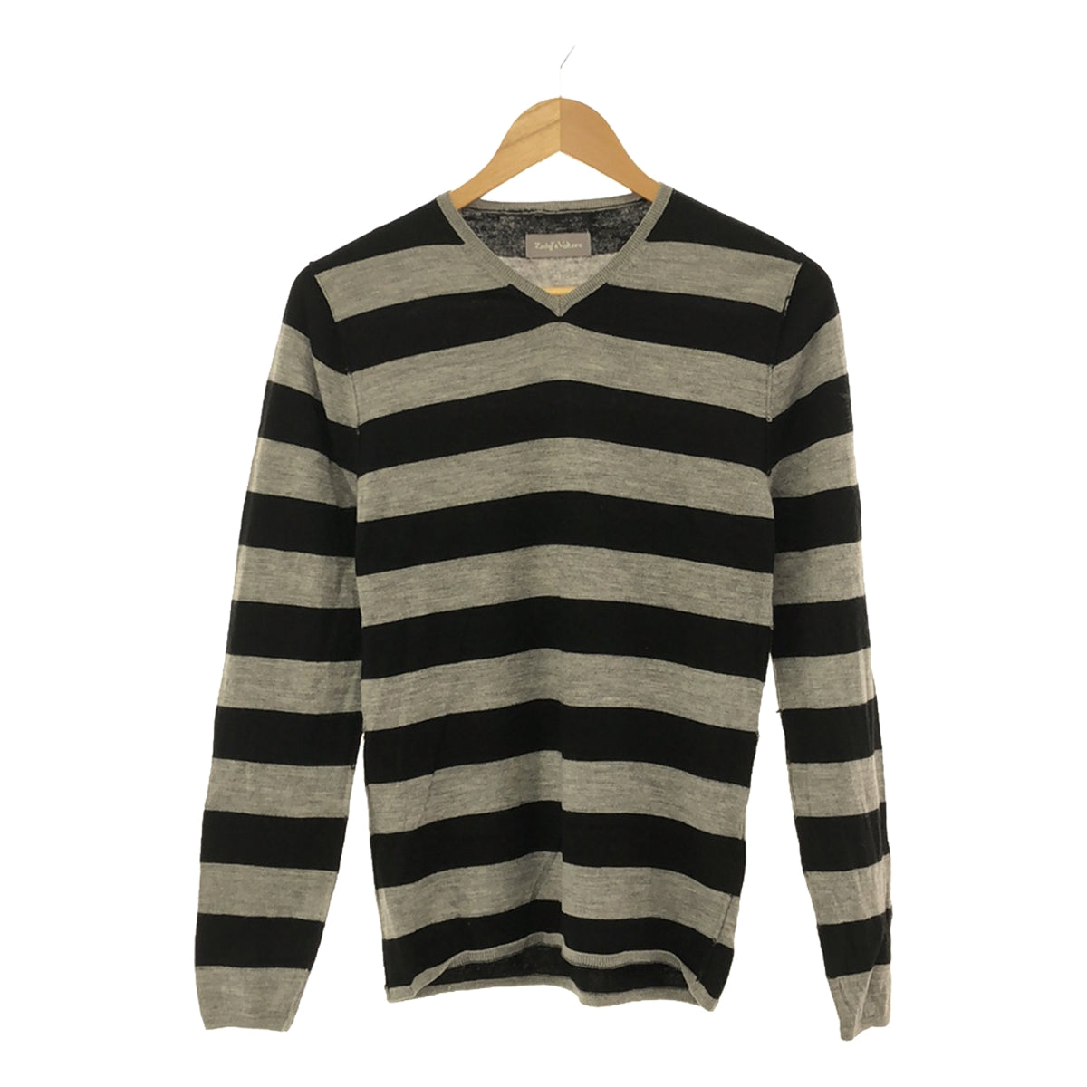 ZADIG&amp;VOLTAIRE |羊毛V領套頭衫 | S |灰色/黑色 |女性的