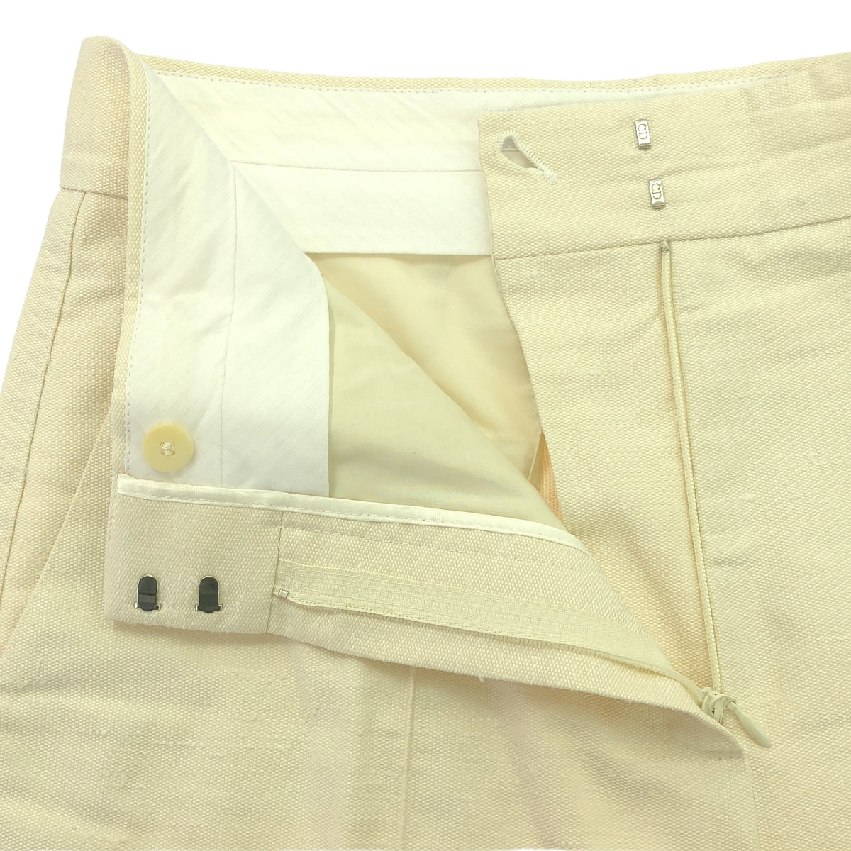 【美品】  Christian Dior / クリスチャンディオール | センタープレス ネップ スラックス パンツ | 36 | エクリュ | レディース