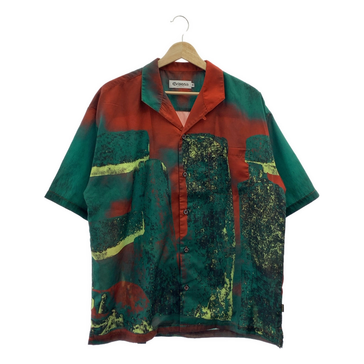 EVISEN SKATEBOARDS / エビセン スケートボード | EVIHENGE SHIRT 総柄 ポリエステル アロハシャツ | M | グリーン / レッド | メンズ