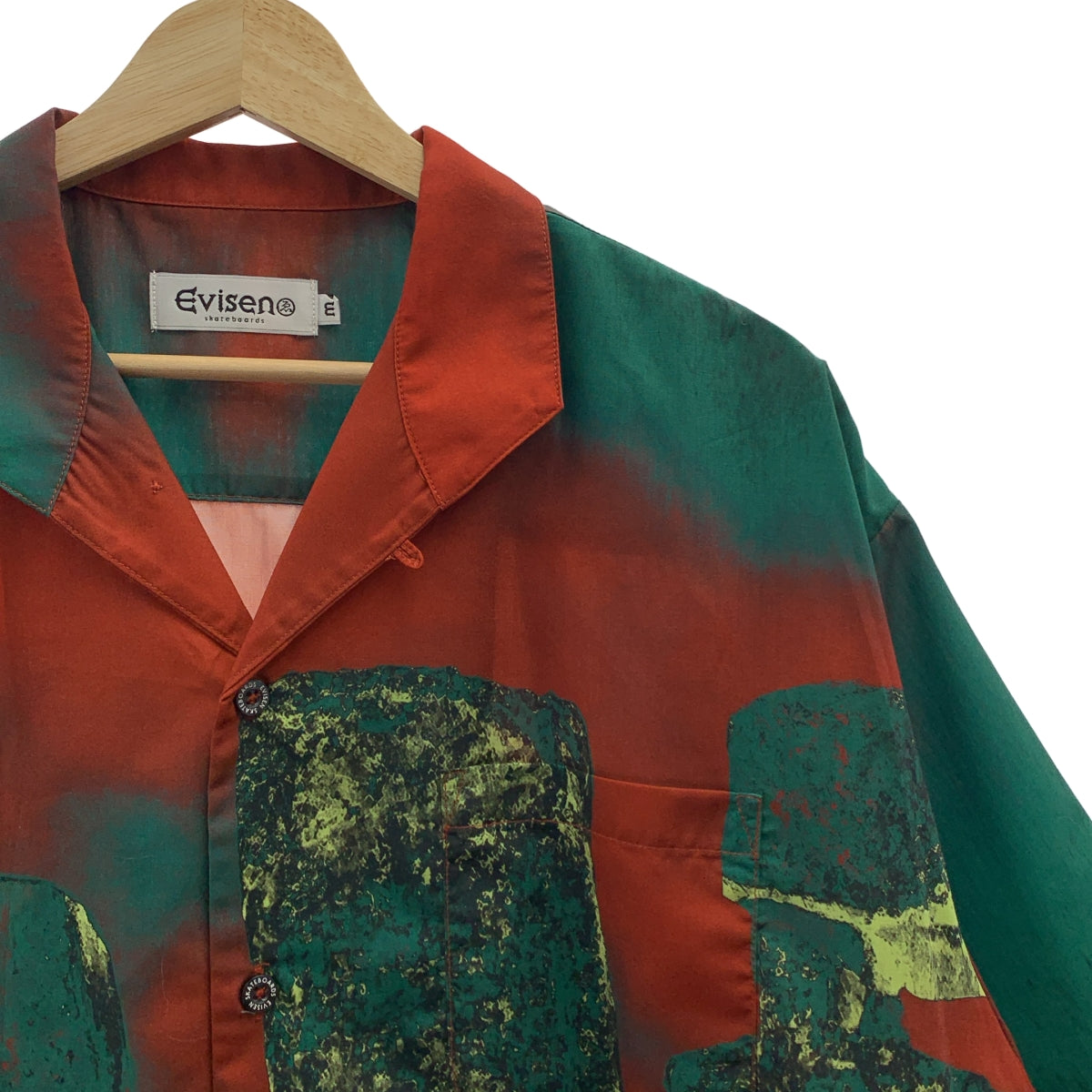 EVISEN SKATEBOARDS / エビセン スケートボード | EVIHENGE SHIRT 総柄 ポリエステル アロハシャツ | M | グリーン / レッド | メンズ