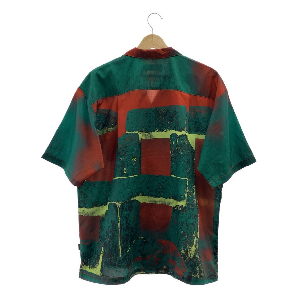 EVISEN SKATEBOARDS / エビセン スケートボード | EVIHENGE SHIRT 総柄 ポリエステル アロハシャツ | M | グリーン / レッド | メンズ