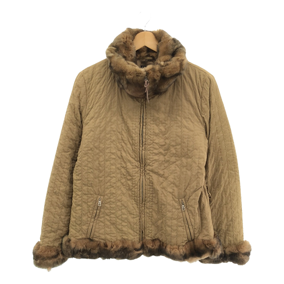 Max Mara | Fur ​​double zip down jacket | 44 | Beige | Women's