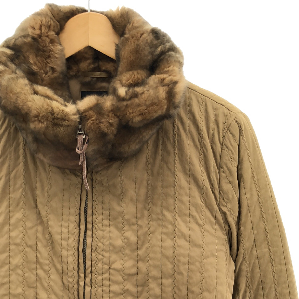 Max Mara | Fur ​​double zip down jacket | 44 | Beige | Women's