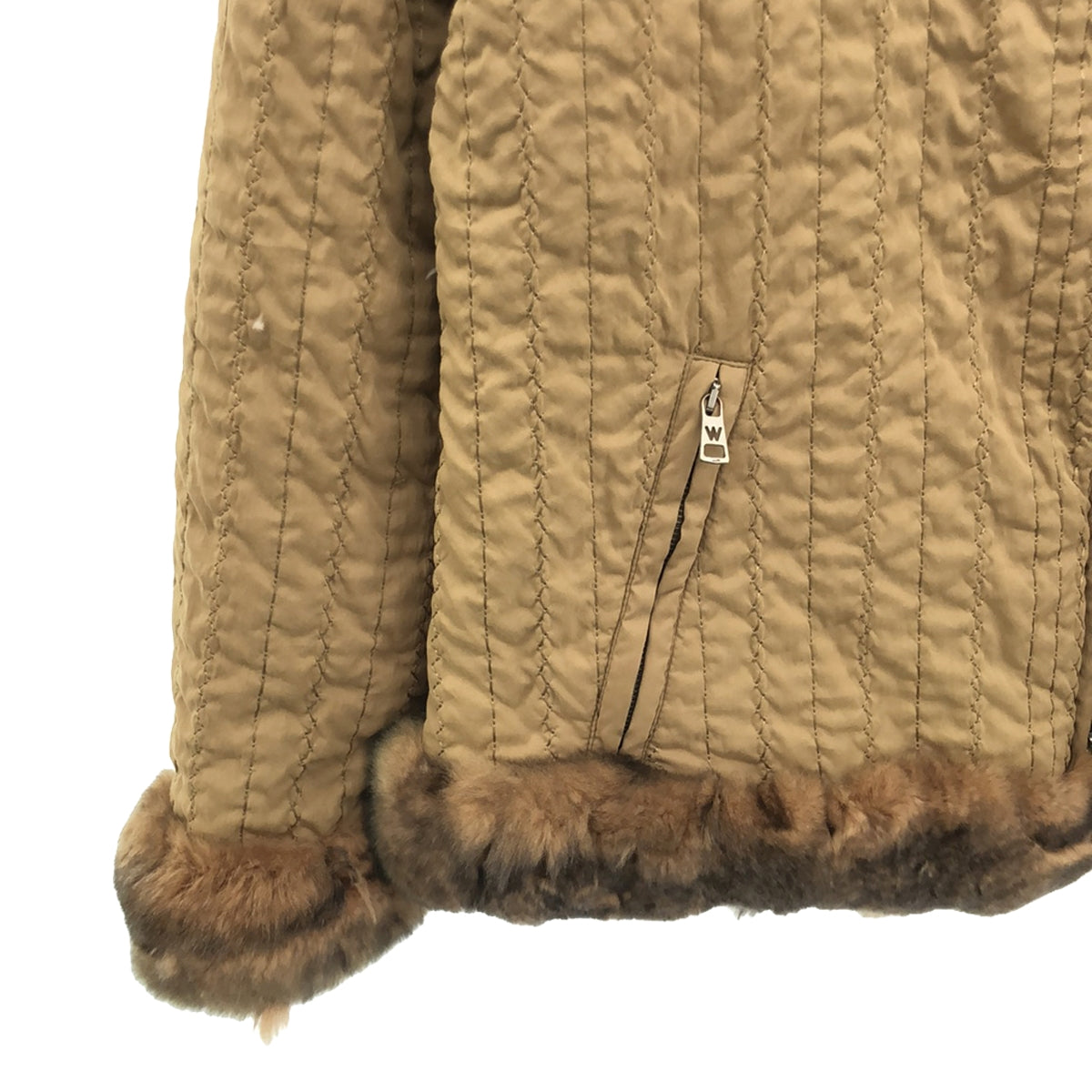 Max Mara | Fur ​​double zip down jacket | 44 | Beige | Women's