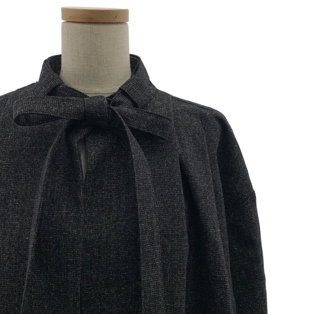 ELIN | 羊毛/亞麻混紡蝴蝶結立領大衣 | 36碼 | 女款