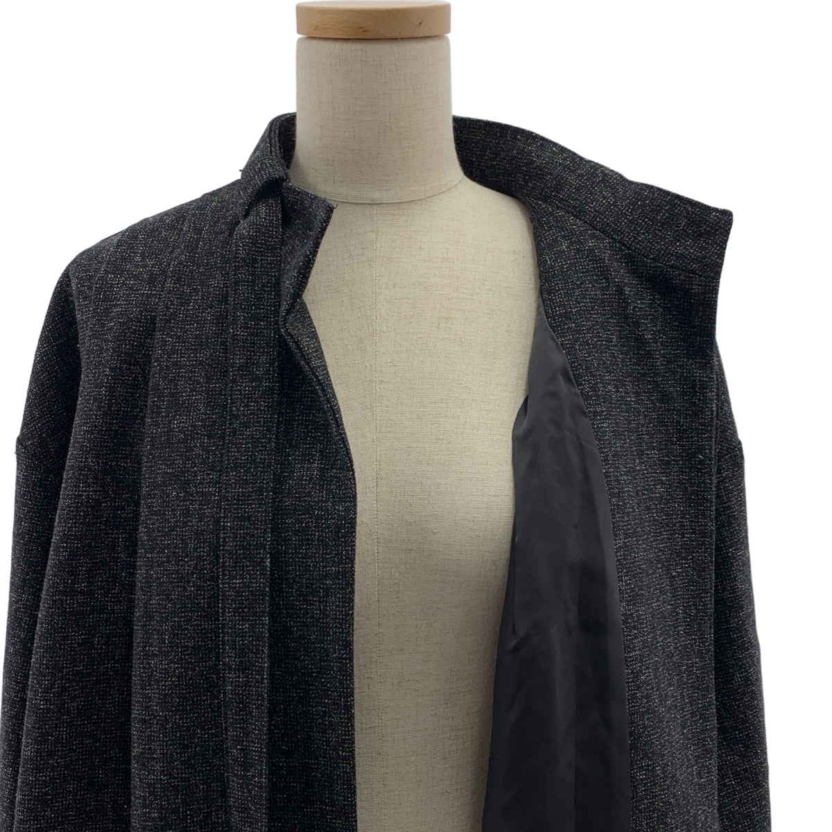 ELIN | 羊毛/亞麻混紡蝴蝶結立領大衣 | 36碼 | 女款